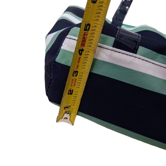 Estee Lauder Summer Tote Bag Large GREEN BLUE Striped Preppy Travel Office Beach - Picture 10 of 11